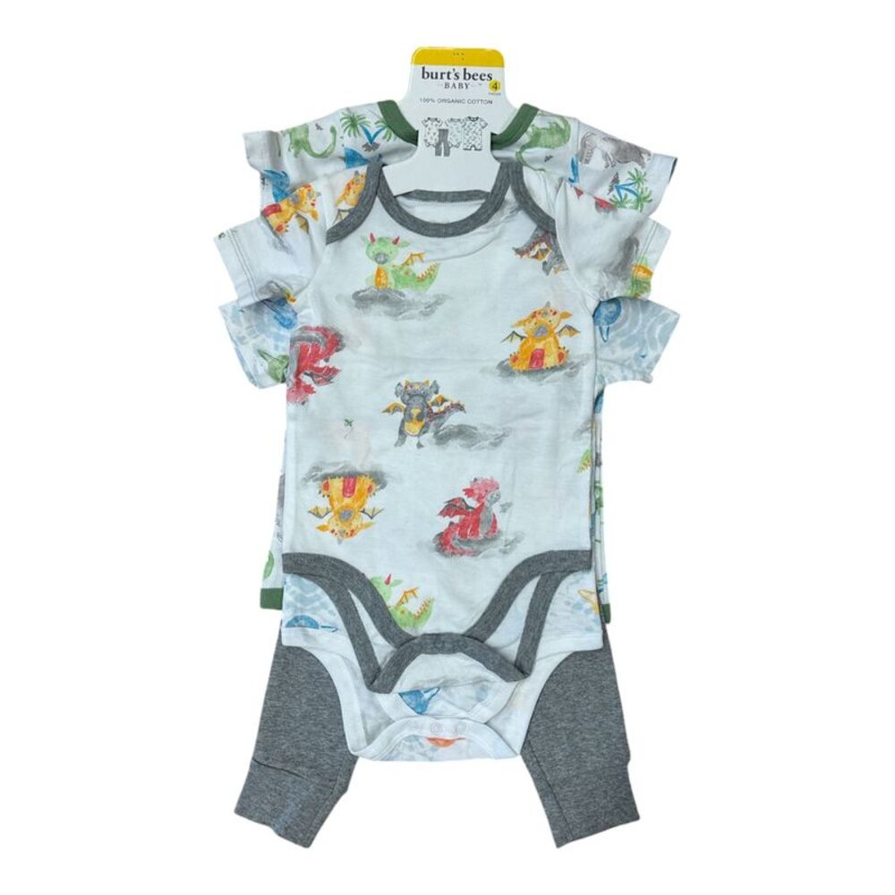 Burt's Bees Baby Toddler Boy Organic Cotton 4 Piece Playwear Set - Grey